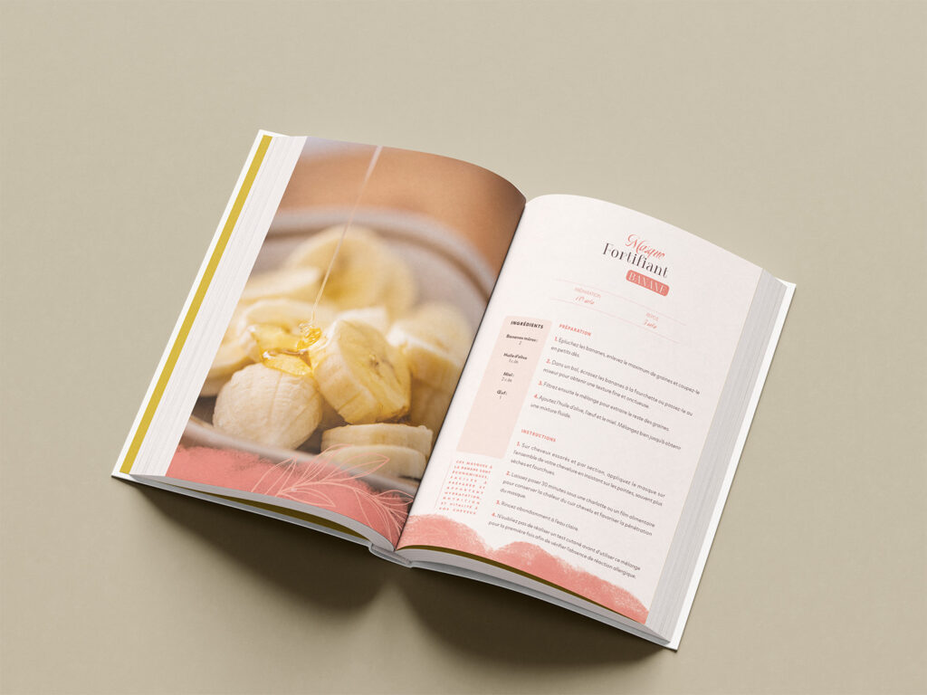 Conception graphique et mise en page d’un livre de recettes de soins naturels pour cheveux