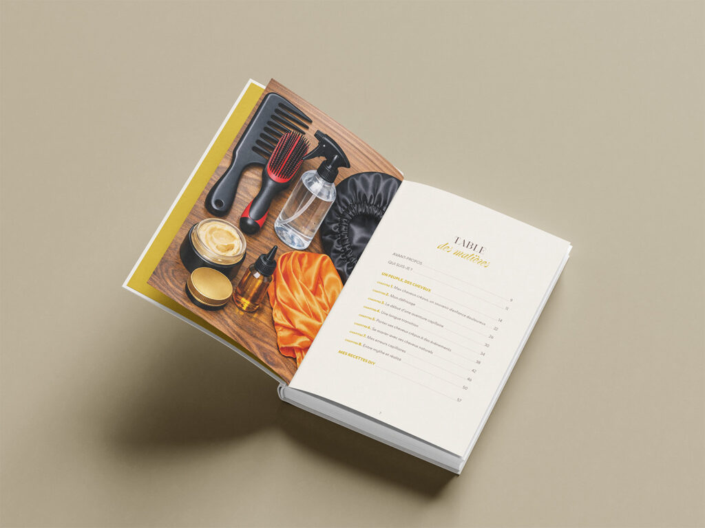 Conception graphique et mise en page d’un livre de recettes de soins naturels pour cheveux