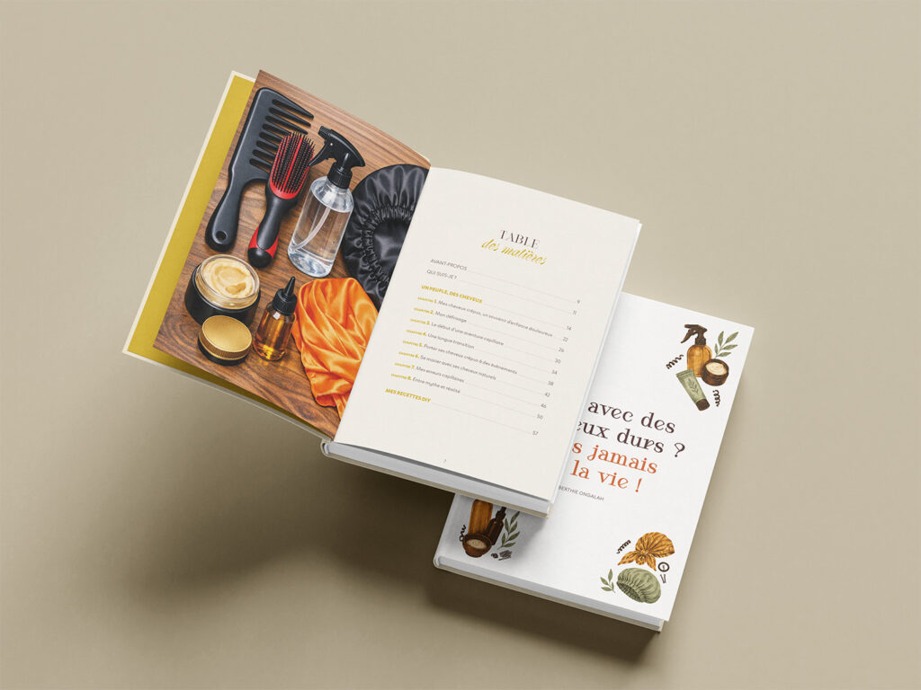 Conception graphique et mise en page d’un livre de recettes de soins naturels pour cheveux